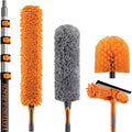 24 Foot High Reach Duster Kit with 5-18 ft Extension Pole // High Ceiling Dusting and Window Cleaning Kit with Telescopic Pole // Window Washer &amp Squeegee Cobweb Duster Fan Blade and Feather Dus