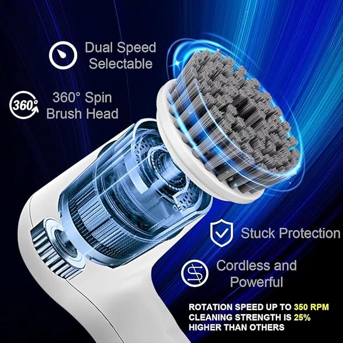 Electric Spin Scrubber - Shower ScrubberBathroom Scrubber Electricfor Cleaning Tub Floor Tile Window Sink Kitchen Cleaning with 6 Electric Cleaning Brush Head (6)