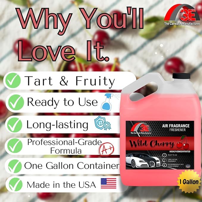 Car Air Freshener Concentrate 128 fl oz Professional Automotive Interior Fragrance Ready to Use Liquid Multiple Scents (Cherry)