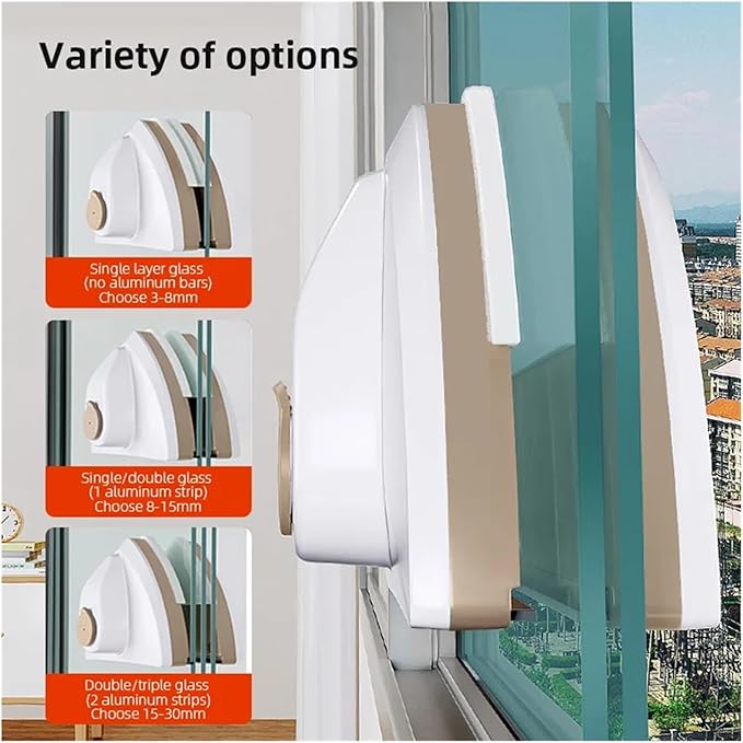 Magnetic Window Cleaner Brush Double-Side Automatic Water Discharge Wiper Glass Cleaning Household Tools(Green with cotton)