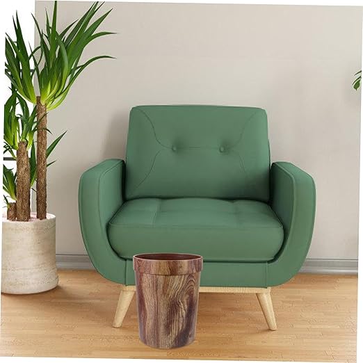 Elegant Swing Lid Trash Can Classic Wood Grain Bin for Kitchen Living Room Home Office