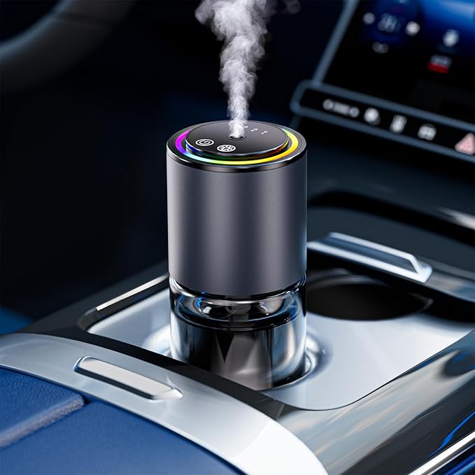Smart Car Air Freshener DiffuserRGB Music Syncing LightAuto On/OffCar Air Freshener 150ml Capacity for 6 MonthsSuitable for Cars Offices and Living rooms
