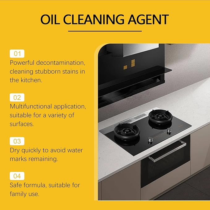 Kitchen Heavy Duty Grease Cleaner - Penetrates Stubborn Oil &amp Grime Fast-Acting Safe For Surfaces Easy To Use(3PCS)