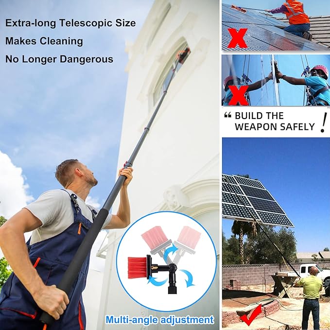 3.6-10.8M Water Fed Telescopic Cleaner Brush Window Cleaning Equipment Water Fed Solar Panel Cleaning Pole Conservatory Roof Cleaner for Photovoltaic Panel Cleaning Trucks Windows (10.8M)