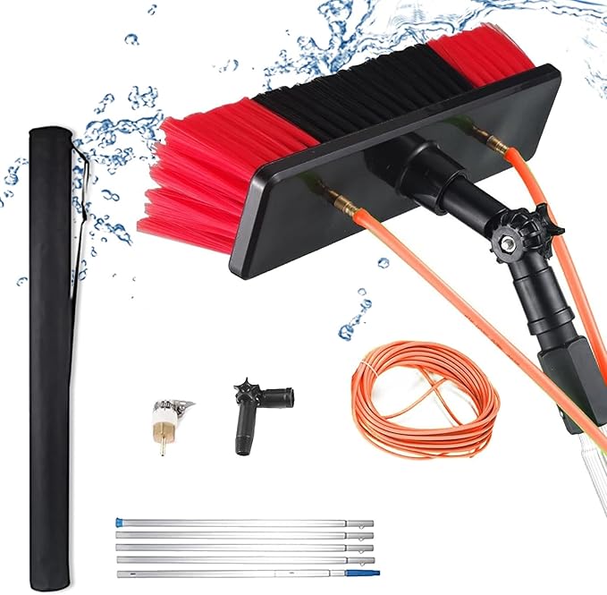 Glass Cleaning Brush Home Water Fed Telescopic Pole Kit Solar Panel Brush Rotating for Photovoltaic PanelSolar Panel Cleaning Kit with Water Fed Pole Telescopic Brush for Photovoltaic Panel