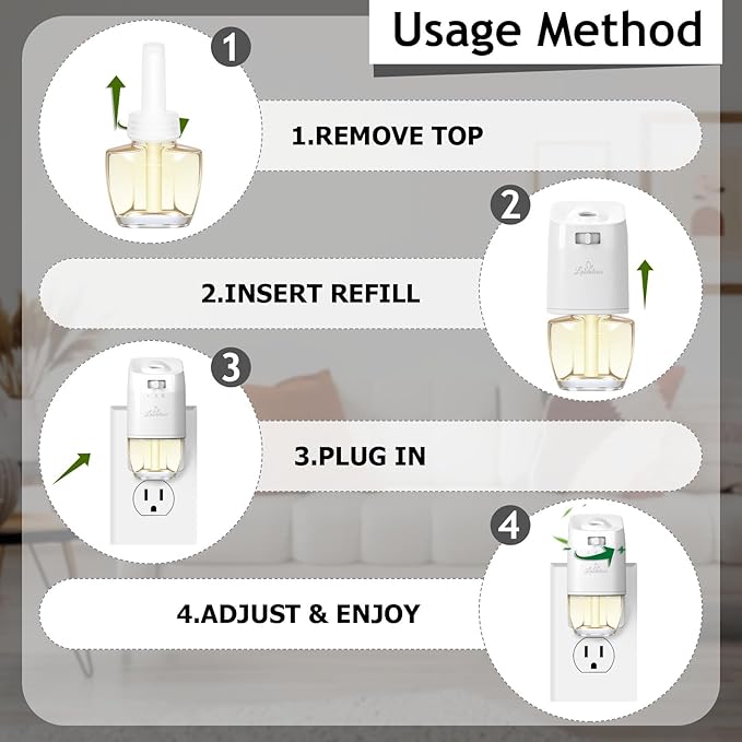 Plug In Air Freshener Refills - Palo Santo &amp Eucalyptus Sage Baby Powder Scent For Home &amp Bathrooms Office 12 Count Fragrance Refills Compatible with Air Wick &amp Glade Not Include Glad