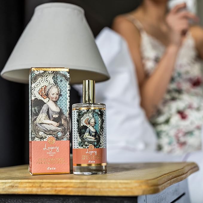Logevy Firenze 1965 Seta – Linen Fragrance Spray for Silk Fabric from Master Perfumer in Italy with Floral Notes to Luxuriously Freshen Sheets Cushions Curtains Clothing Drawers &amp more – 100m