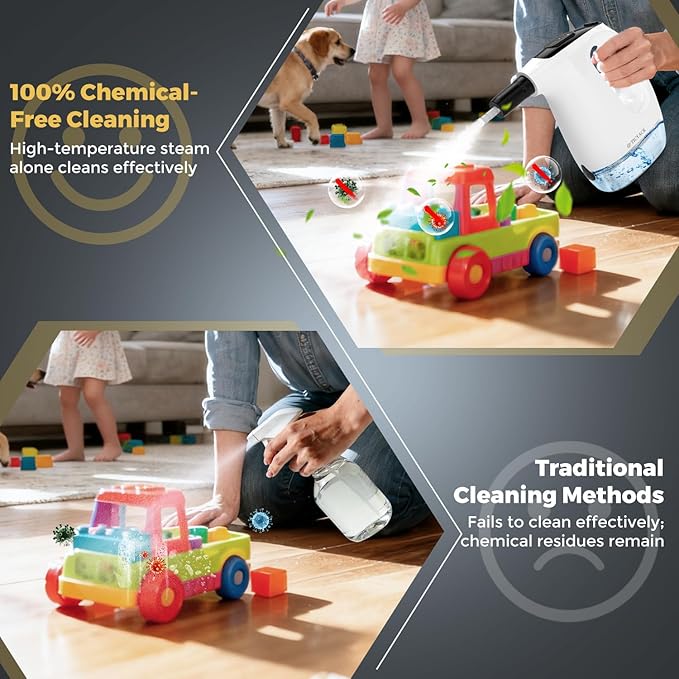 Handheld Steam Cleaner 15S Rapid Heating 3 Adjustable Modes 14 Cleaning Kits Steam Cleaner for Home Kitchen Bathroom Car(White)