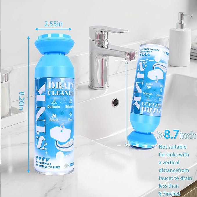 Foaming Drain Cleaner - Sink Cleaner and Deodorizer for Kitchen Sinks Shower Drains and Tubs Monthly Maintenance to Avoid Clogs. (2pcs sea blue)