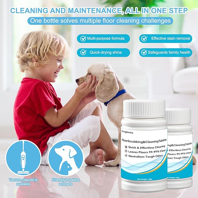 Powerful Floor Cleaning Tablets Compatible With Tineco (200 PCS) 2 Bottle Floor Deep Cleaner Dissolves Fast for Streak-Free Shine on Hardwood TileSuitable With All Robot Vacuums