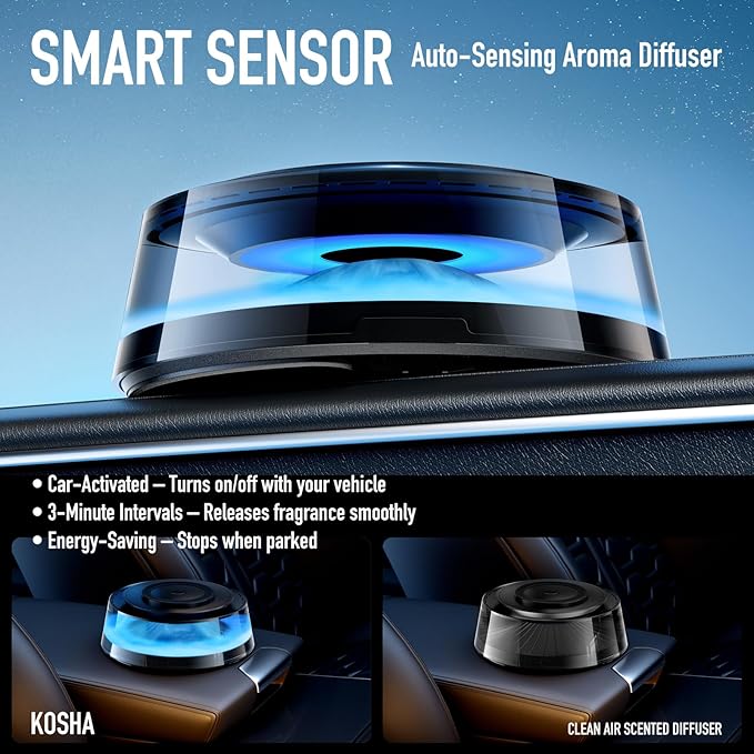 KOSHA Automobile Aroma Diffuser with LED Lights Portable Car Air Freshener Phone Base 800mAh Essential Oil Diffuser for Car &amp Home Non-Slip
