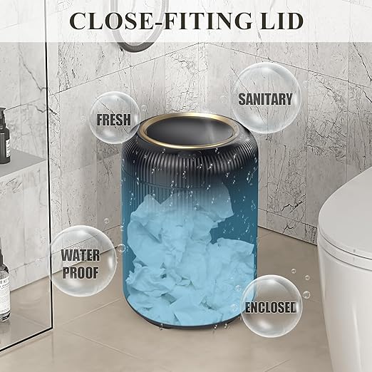 Motion Sensor Bathroom Trash Can with Lid 3 Gallon / 11L Automatic Bathroom Garbage Can Smart Black Garbage Can Touchless Trash Bin Small Waste Basket for Bedroom Kitchen ApartmentOffice