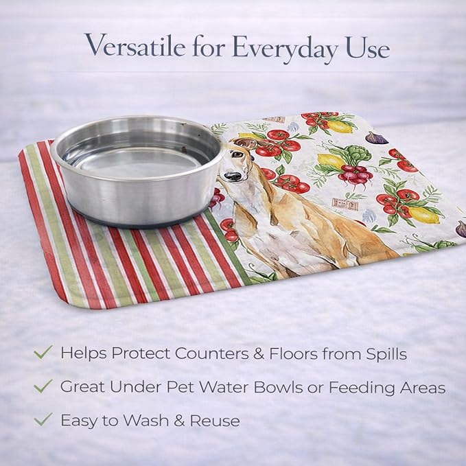 Caroline's Treasures Fawn Whippet Vegetables Dish Drying Mat Absorbent Dish Drying Mat Pad for Kitchen Counter Dish Drainer Mat for Countertop 14 x 21 Multicolor