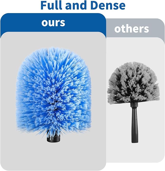 2 Pack Screw on Webster Cobweb Duster Head for PoleSpider Web Remover Brush Cobweb Duster Head AttachmentFits Standard 3/4 inch Threaded Poles(Big Blue)