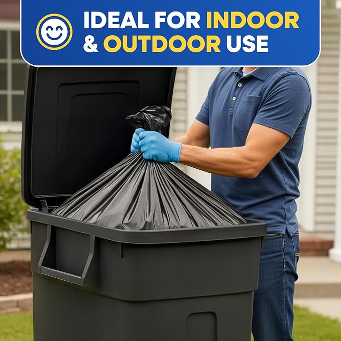 95-96 Gallon Trash Bags Heavy Duty 100 Pounds Extra Large Industrial Durable 90-100 Gal Black Garbage Can Liners Fits Rubbermaid Brute 95 gal Trash Cans - 61 x 68 2 Mil (50 Pack)