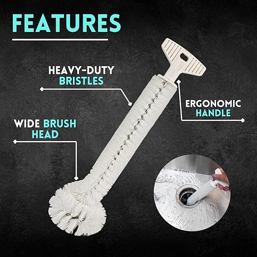 Universal Garbage Disposal Cleaner and Deodorizer 12 Long Sink &amp Drain Brush Cleaner for Eliminating Residues &amp Odor Sturdy T-Grip Handle USA Made Sink Disposal Cleaning Brush by FryOilSav