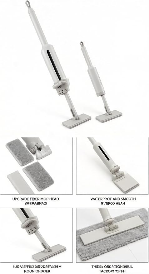 Mini Rotating Mop 360° Rotation No-Wash Design Desktop Cleaning Tool Flat Mop with Replacement Cloth