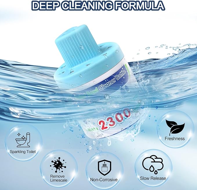 Toilet Bowl Cleaner Automatic Long-Lasting Blue Toilet Cleaner Bottle Septic Safe Toilet Bowl Tablets in Bottles Fresh Bathroom &amp Deodorize 6 Pack 2300 Flushes Each