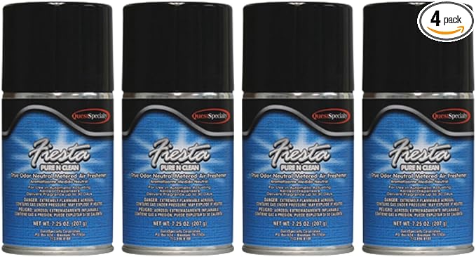 Quest 3870 PURE N CLEAN Metered Air Freshener - True Odor Neutralizer (4 Pack) Works in all metered dispensers