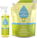 Puracy Natural Baby Stain Remover Bundle - Enzyme-Powered Stain and Odor Eliminator Fragrance Free Cleaning Spray Non-Toxic Clothes Stain Remover Spray 16oz Bottle &amp 48oz Refill Set