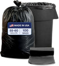 Plasticplace 55-60 Gallon Trash Bags Heavy Duty Black Garbage Bags 100 Count for Lawn Yard and Outdoor Waste Disposal Ideal for Industrial Trash Cans Contractors and Home Improvement Projects