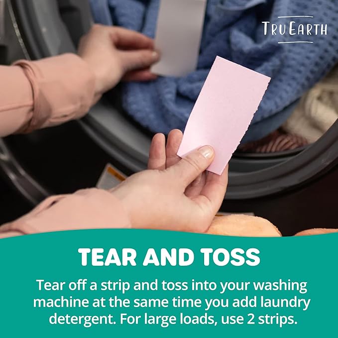 Tru Earth Fabric Softener Strips for Washing Machine Alternative to Fabric Softener Liquid and Pods Unscented Fragrance Free Up to 128 Loads Per 64-Count