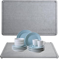 Stone Dish Drying Mat 24×16 Large Diatomaceous Earth Dishes Quick Dry Pad for Kitchen Counter with Heighten Stainless Steel Feet Fits Various Countertops &amp Drain Bowl Racks Dark Gray