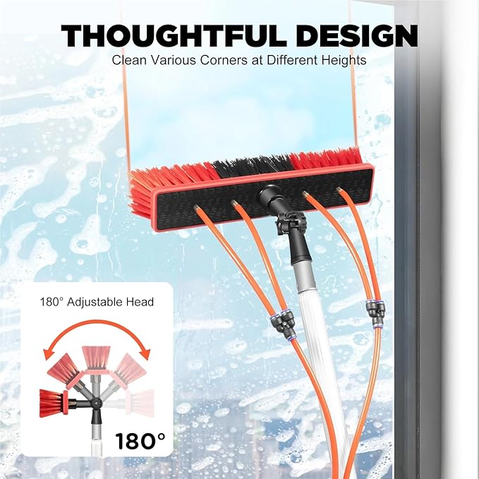 Solar Panel Cleaning Brush 3-in-1 Hydraulic Pole Cleaning Set 8-meter Window 180° Adjustable Brush Head Suitable For Outdoor High WindowsWater Fed Pole