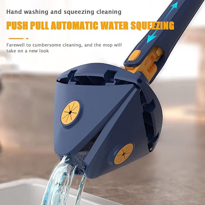 360 Degree Rotating Triangle Cleaning Mop Rotating Adjustable Cleaning Mop 2 Reusable Washable Pads 12027(N)