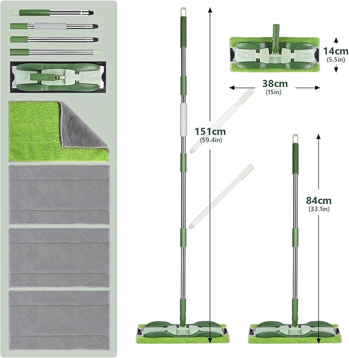 Microfiber Mops for Floor CleaningMasthome Professional Floor Mops with Washable Pads 4pcsWet Dry Use Flat Mop with 59'' Long Stainless Steel Handledust mop for Hardwood Floors Suitable Office Home