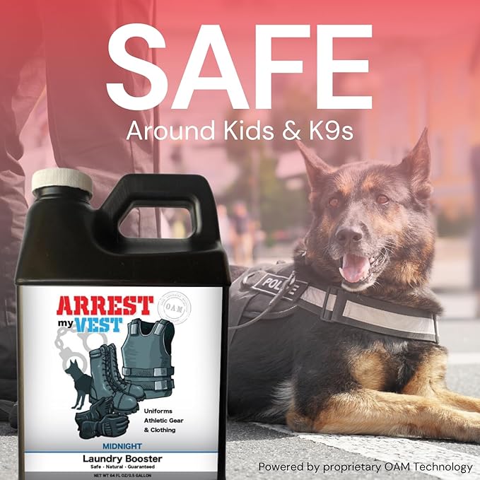 Arrest My Vest Military Grade Laundry Booster Deodorizer For Strong Odor to Get The Sweat Smell Out of Clothes Uniforms Police Gear and All Fabrics - Midnight Scent- 1 64oz Bottle Laundry Supplies
