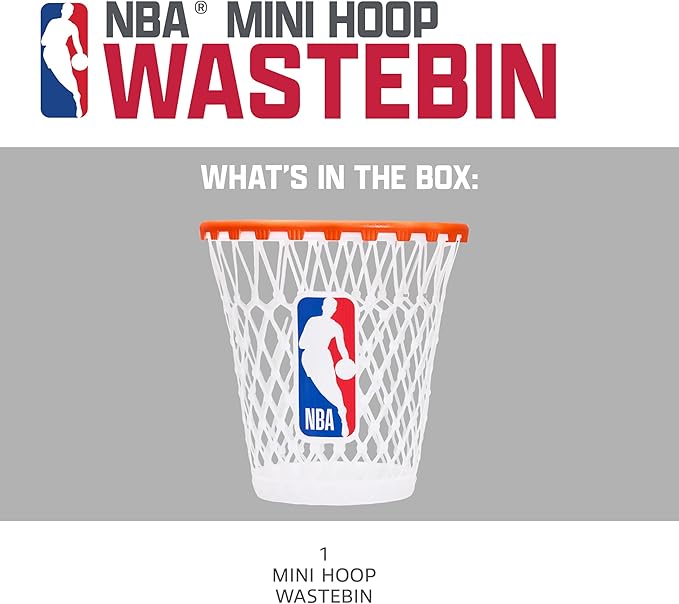 Franklin Sports NBA Mini Hoop Waste Bin – 11 Basketball-Themed Trash Can with Removable Rim for Kids’ Rooms Dorms and Fun Indoor Paper Toss Play – Official NBA Branding Practical &amp Playful Des