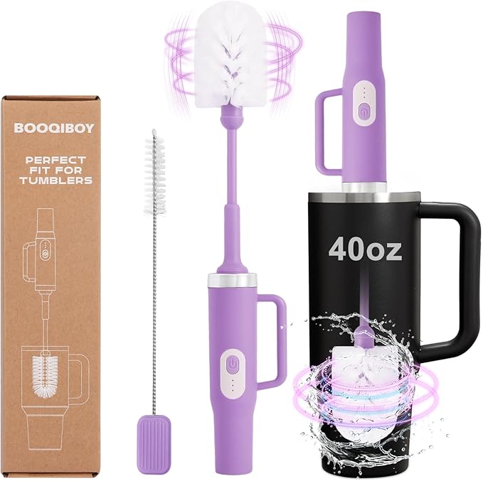 Electric Water Bottle Brush and Straw Cleaner Brush Long Handle Bottle Cleaner Brush 2 in 1 Bottle Cleaning Brush for Sports Bottles Baby Bottles Mugs StrawsStanley Cup