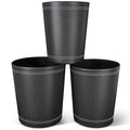 3 Pack Black Round PU Leather WastebasketTrash BasketSmall Trash Can Wastepaper Baskets Garbage Can Container Bins for BathroomsHome DecorativeOfficesKids RoomsBedroom (Black)
