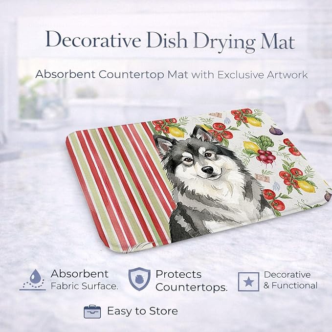 Caroline's Treasures Keeshond Vegetables Dish Drying Mat Absorbent Dish Drying Mat Pad for Kitchen Counter Dish Drainer Mat for Countertop 14 x 21 Multicolor