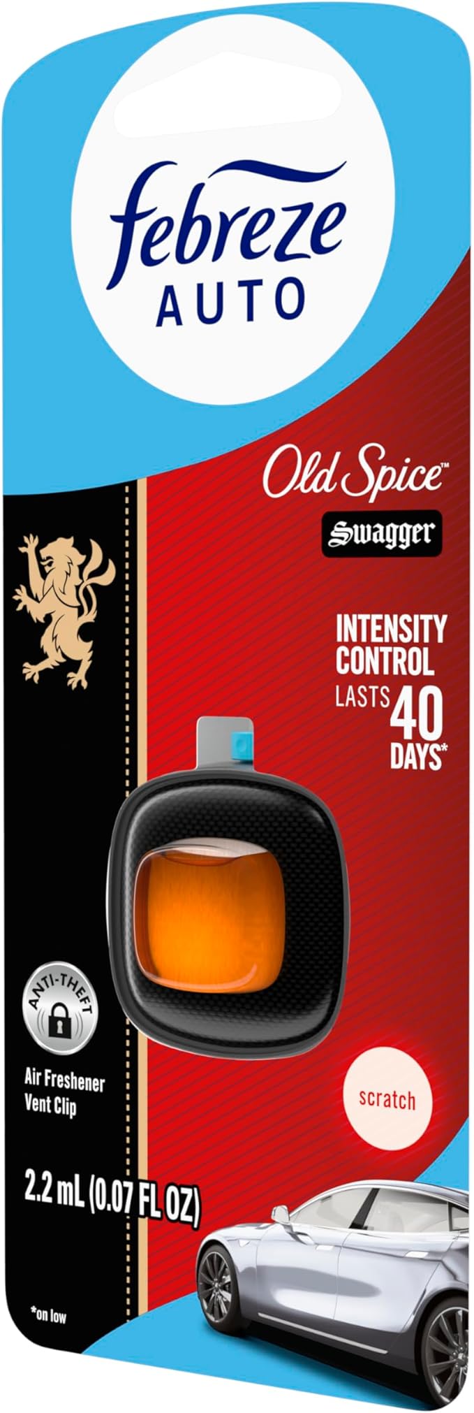 Febreze AUTO Air Freshener Odor-Fighting Automotive Vent Clip Old Spice Swagger Scent 8 Count
