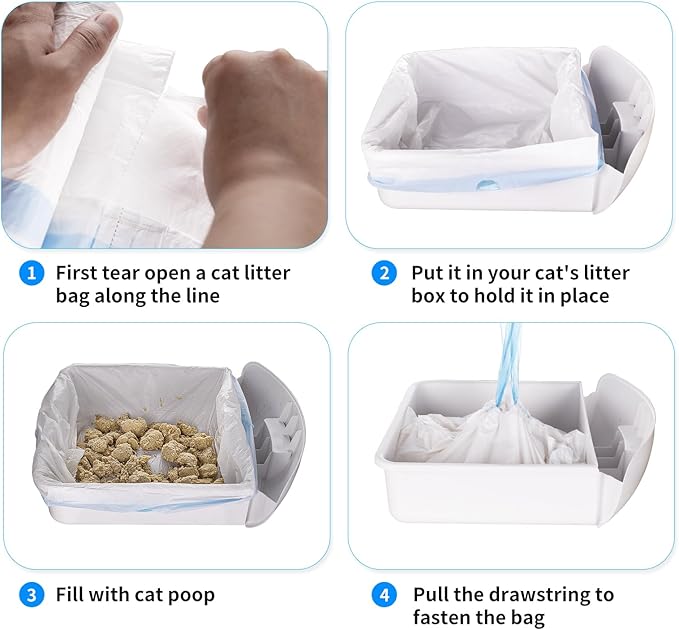 120 Count Extra Large Cat Litter Box Liners Cat Litter Waste Receptacles Bags for Cleanpethome Self Cleaning Litter Box