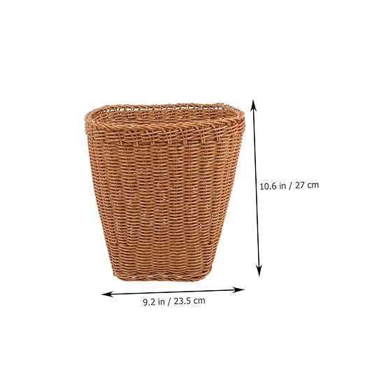 Multi-Functional Woven Storage Basket Rustic Rattan Wastebasket for Bedroom Living Room and Office Decorative Sundries Organizer for Compact Spaces