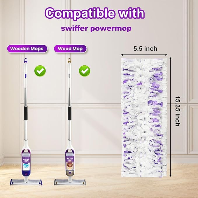 48 Pack PowerMop Refills Pads for Swiffer PowerMop Multi-Surface Mops and PowerMop Wood MopsDisposable mop Pads Replacement for Floor Cleaning.