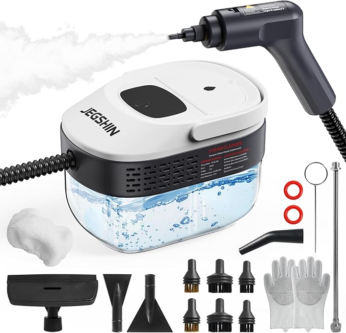 Steam Cleaner 3-Level Adjustable Steamer for Cleaning 15s Heat-Up 1.69 Quarts Tank High Pressure Steamer with 17 pcs Accessories for Kitchen Bathroom Grout Car Grease Floor