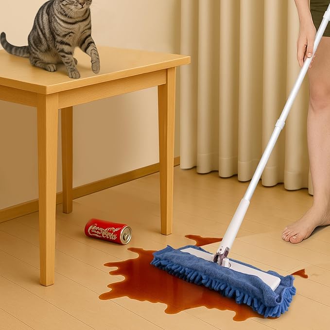 Sweeper Mop for Floor Instantly Attach &amp Remove Cloth Touch-Free Compatible with Swiffer Pads Clamp Dust Mop