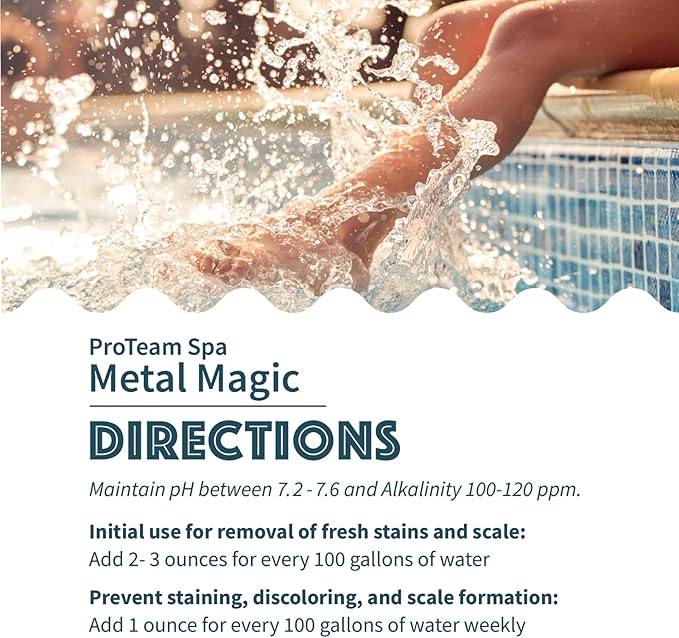 Proteam Spa Metal Magic - Spa Metal Remover for Hot Tub with SplashWiz Hot Tub Chemicals Care Guide - Made in USA (1 qt)