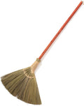 Vietnamese Natural Straw Broom – Handmade Soft Grass Broom for Indoor &amp Outdoor – Red Long Wooden Handle Broomstick for House Kitchen Garage – Wedding Jumping Broom with 46.46'' Length