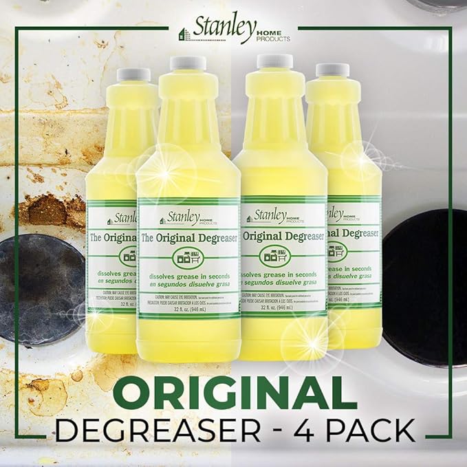 STANLEY HOME PRODUCTS Original Degreaser - Removes Stubborn Grease &amp Grime - Powerful Multipurpose Cleaning Solution for Home &amp Commercial Use (4 Pack)