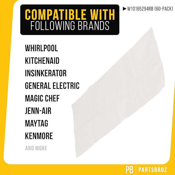 PartsBroz Trash Compactor Bags (60-Pack) for KitchenAid KUCP02IRBS0 Trash Compactor Bags Bags Heavy Duty