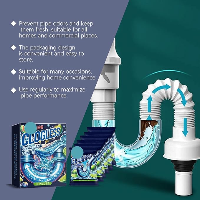 Efficient Pipeline Unblocking Powder for Kitchen &amp Toilet Drains - Dissolves Grease Eliminates Odors &amp Clears Clogs Economical Boxed Formula for Multiple Uses(3PCS)