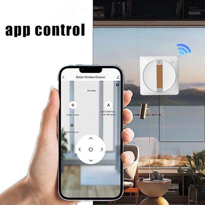 Electric Window Cleaning Robot with Z-N Path Auto Cleaning Dual-Way Water Spray &amp 2500Pa Suction – Automatic Outdoor/Indoor Glass Cleaner for High-Rise Windows