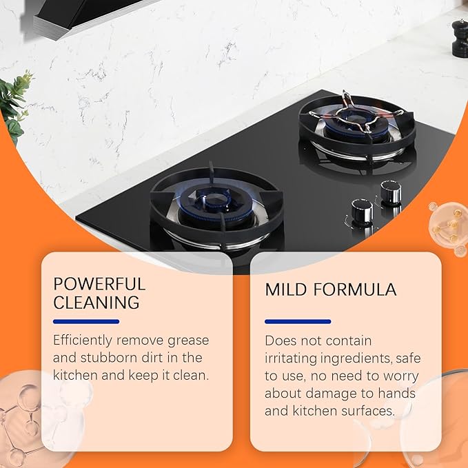 Kitchen Spray Cleaner Removes Grease &amp Stubborn Grime For Stoves &amp Range Hoods Easy To Use(2PCS)