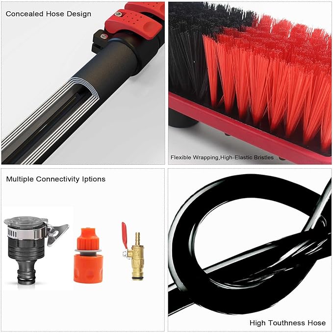 Water Fed Pole Kit Window Cleaning PolesWater Fed BrushAluminum Outdoor Window CleanerExtendable Telescopic Pole Water Fed Brush Spray Washer for Window Glass Solar Pa