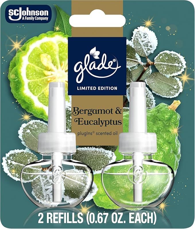 Glade PlugIns Scented 2-Count Oil Refills 6 Pack Bergamot &amp Eucalyptus 0.67 oz
